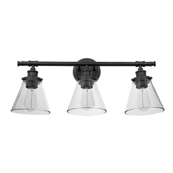 Oil Rubbed Bronze Three Globe Bathroom Vanity Light Bar Fixture Frosted Glass 
