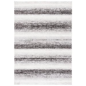 Berber Shag Light Grey/Grey 8 ft. x 10 ft. Striped Area Rug