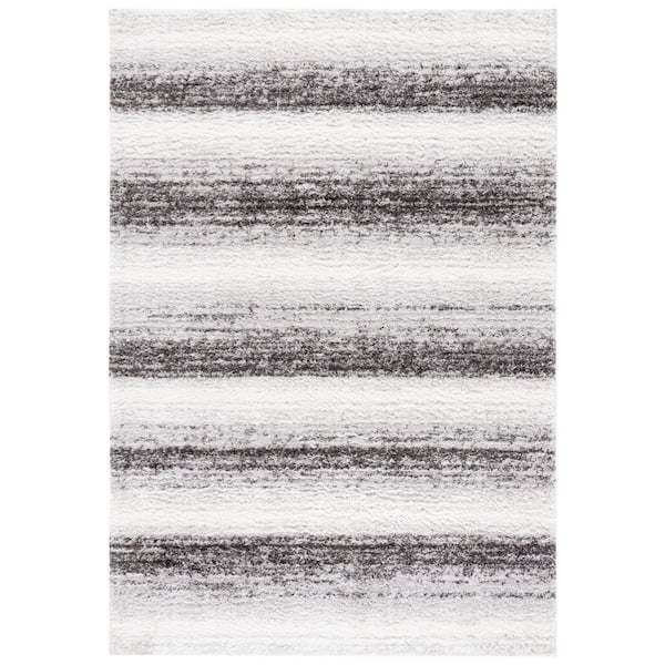SAFAVIEH Berber Shag Light Grey/Grey 8 ft. x 10 ft. Striped Area Rug