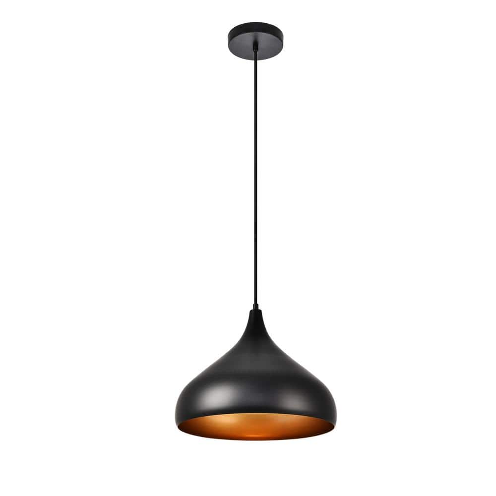 Timeless Home Chloe 1-Light Black Pendant with 12.5 in. W x 10.0 in. H Blac