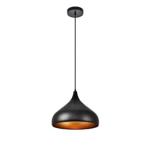 Timeless Home Chloe 1-Light Black Pendant with 12.5 in. W x 10.0 in. H Black Aluminum Shade