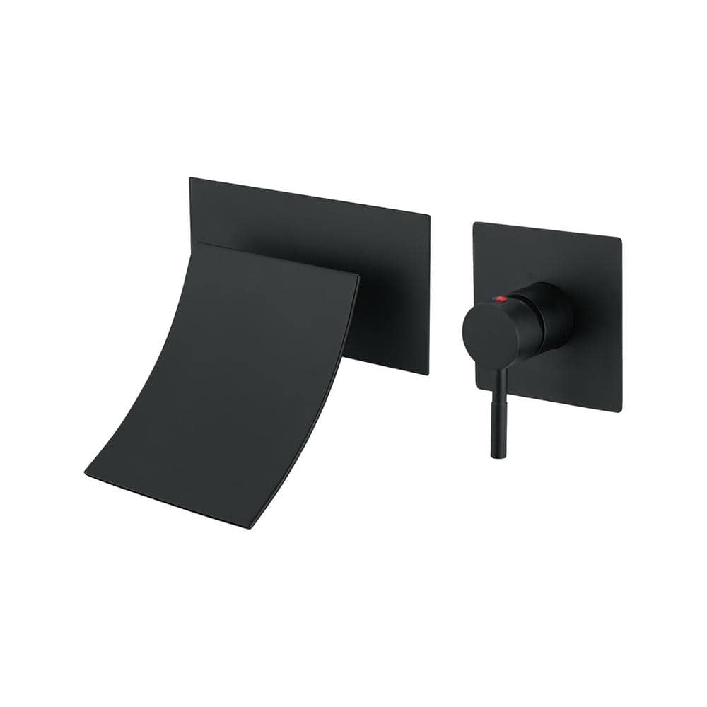 Single-Handle Wall Mount Bathroom Faucet with Waterfall in Matte Black