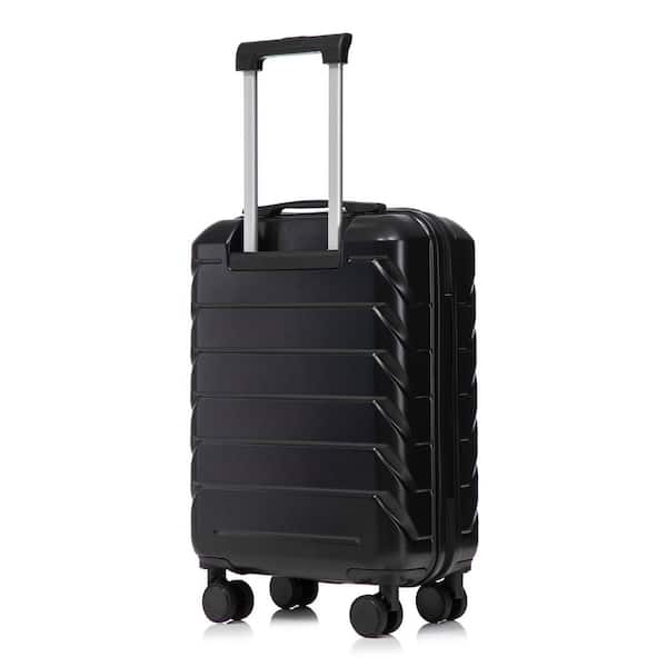 Tatahance 2-Piece 20 in. Black ABS Hardside Spinner Luggage Set