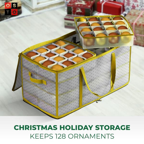 Christmas Ornament Storage Box, Storage Container Bin, 128 Box Places, 26.4  x 13.4 x 13.4 In