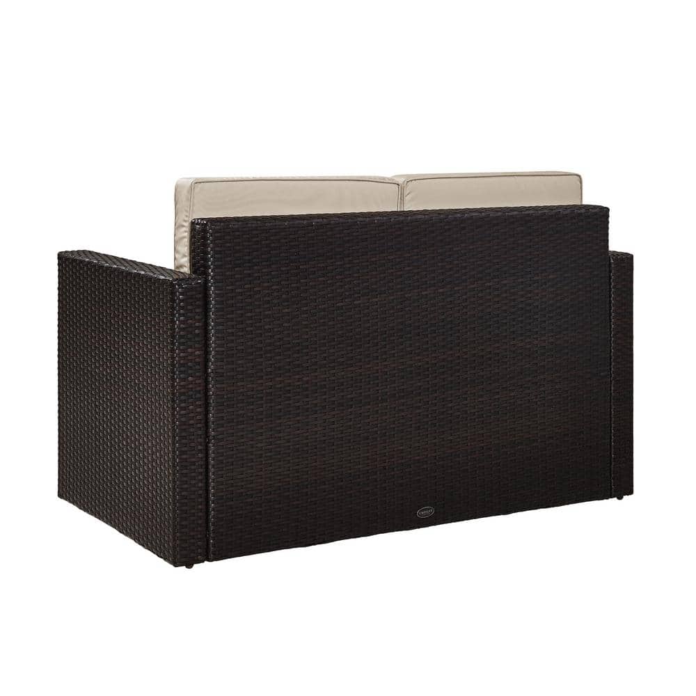 Palm Harbor Brown Wicker Loveseat with Sand Cushions
