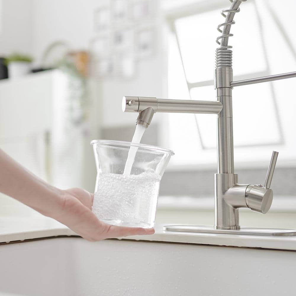Brushed Nickel Single Handle Pull Down Kitchen Faucet