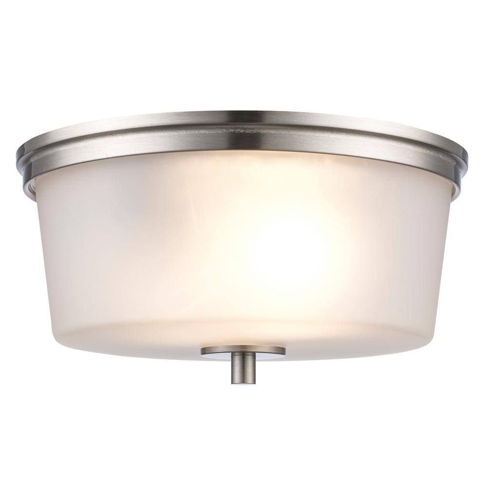 Fusion 14" Brushed Nickel and Frosted Glass Flush Mount Light