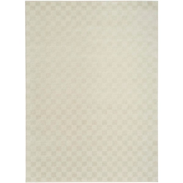 Serenity Home Ivory 5 ft. x 7 ft. Checker Contemporary Area Rug