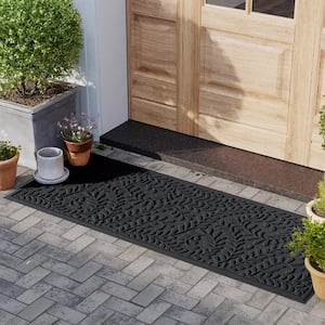 Waterhog Boxwood Charcoal 30 in. x 97 in PET Polyester Indoor Outdoor Runner Doormat