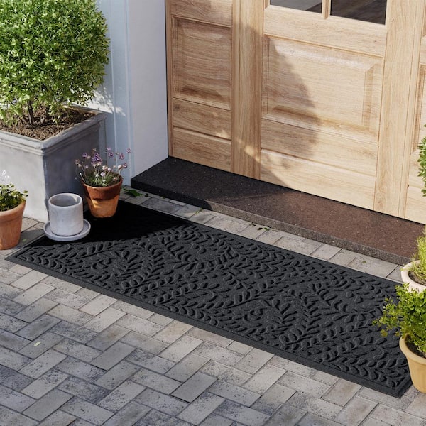 Waterhog Boxwood Charcoal 30 in. x 97 in PET Polyester Indoor Outdoor Runner Doormat