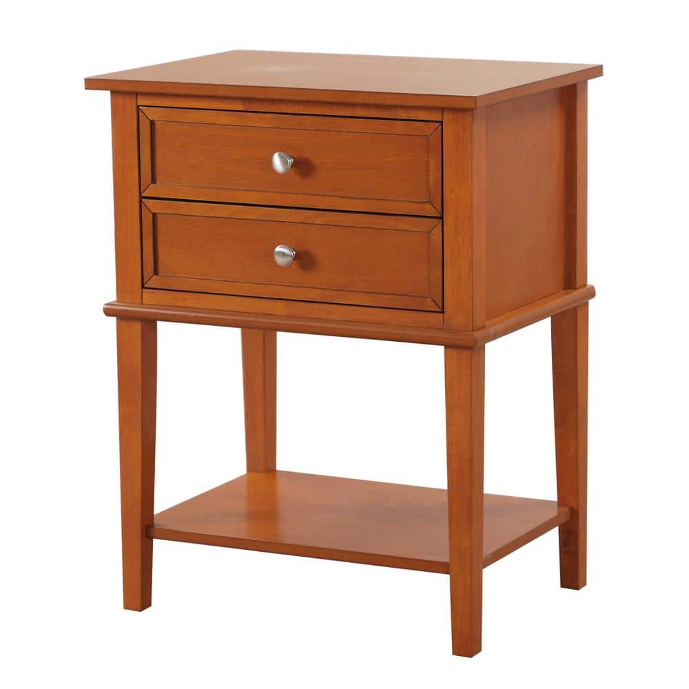 Newton Oak 2-Drawer Nightstand with Open Shelf