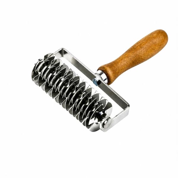 Stainless Steel Lattice Roller Cutter with Solid Wood Handle for Pie Dough Pastry Cookie Baking Tool