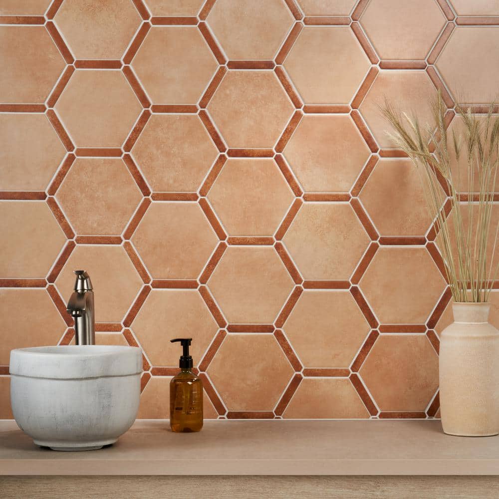 Samara Terracotta Hexagon Matte Porcelain Tile Set