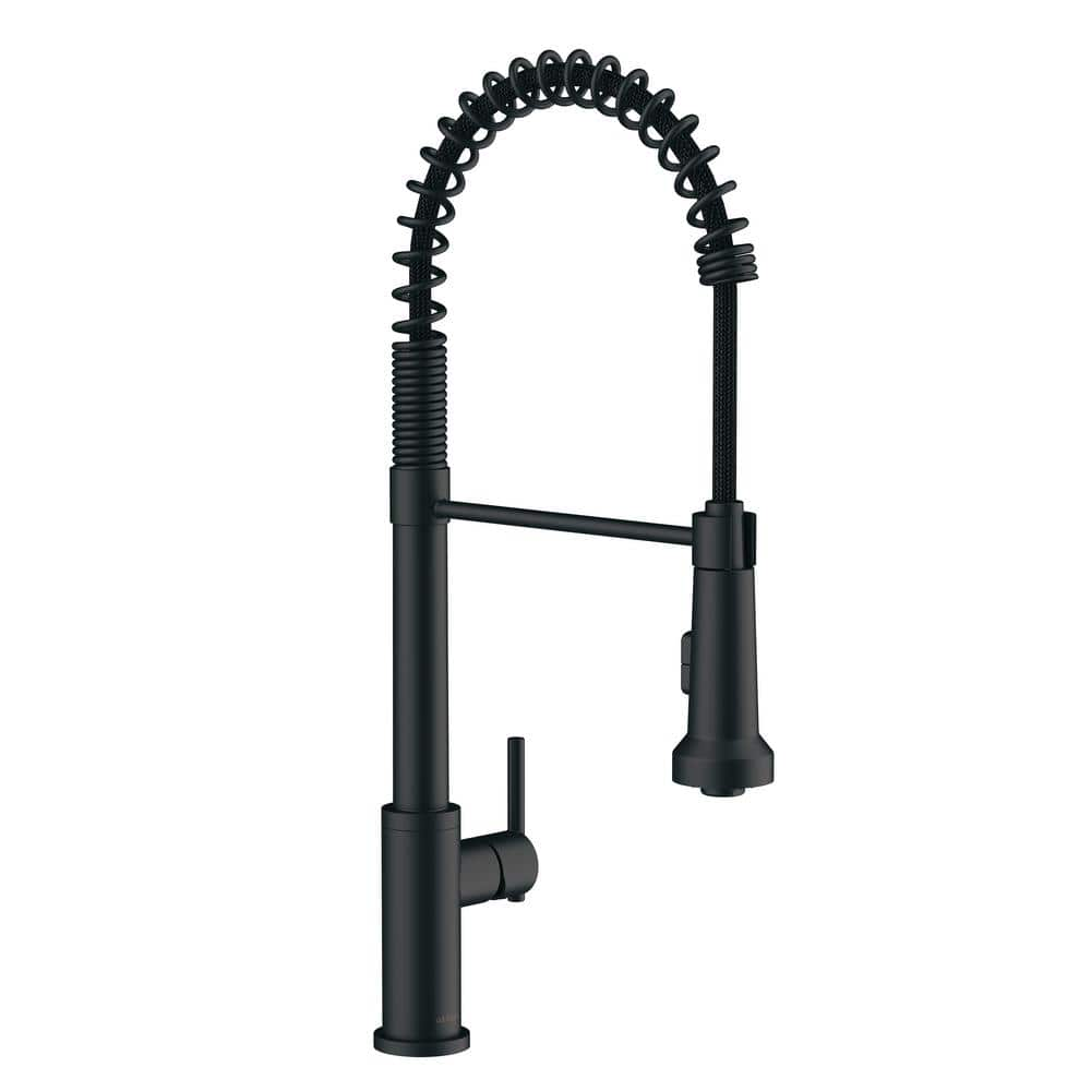 Gerber Parma Single Handle Pull Down Sprayer Kitchen Faucet With Pre Rinse Spout In Satin Black