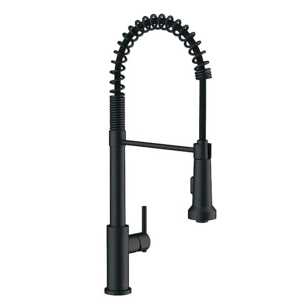 Parma Single Handle Pull Down Sprayer Kitchen Faucet with Pre-Rinse Spout in Satin Black