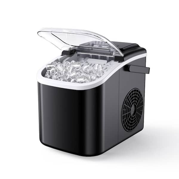 8.5 in. 26.5 lb. Bullet-Shaped Countertop Portable Ice Maker in Black with Auto-Cleaning