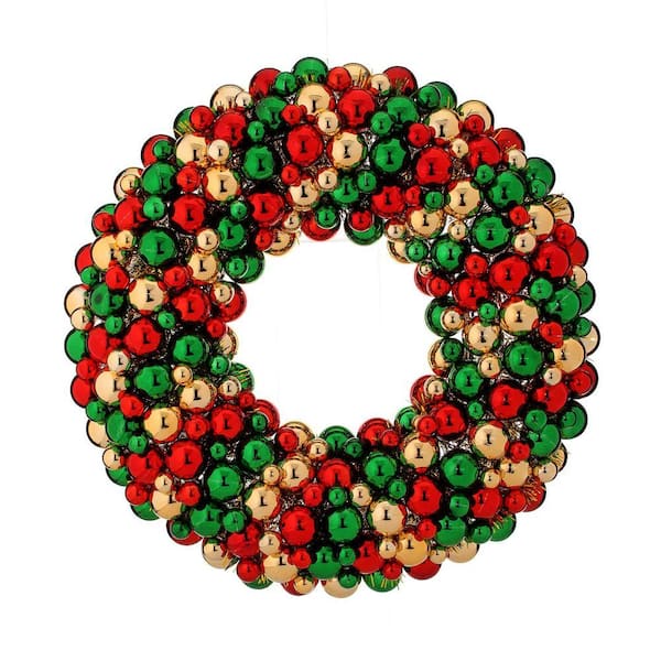 25 in. Artificial Shatterproof Plastic Mixed Ball Wreath