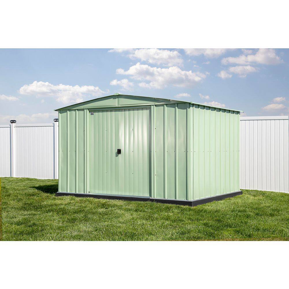 10 ft x 8 ft Sage Green Galvanized Steel Storage Shed