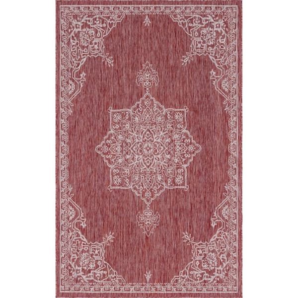 Rust Red Antique Indoor/Outdoor 8 ft. x 11 ft. Area Rug