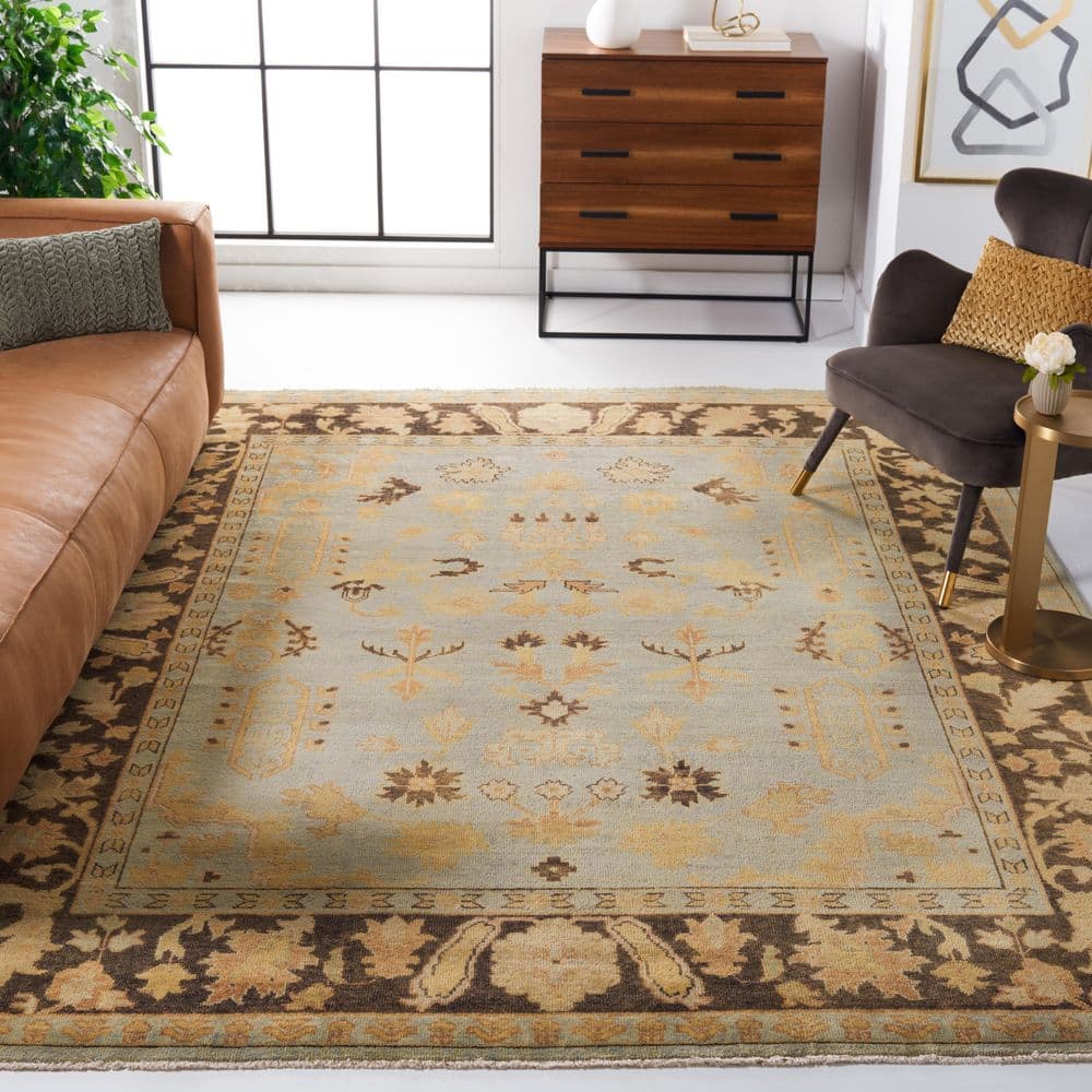 Oushak 9 ft. x 12 ft. Light Blue/Brown Ornate Oriental Area Rug price history on PriceWatchPro