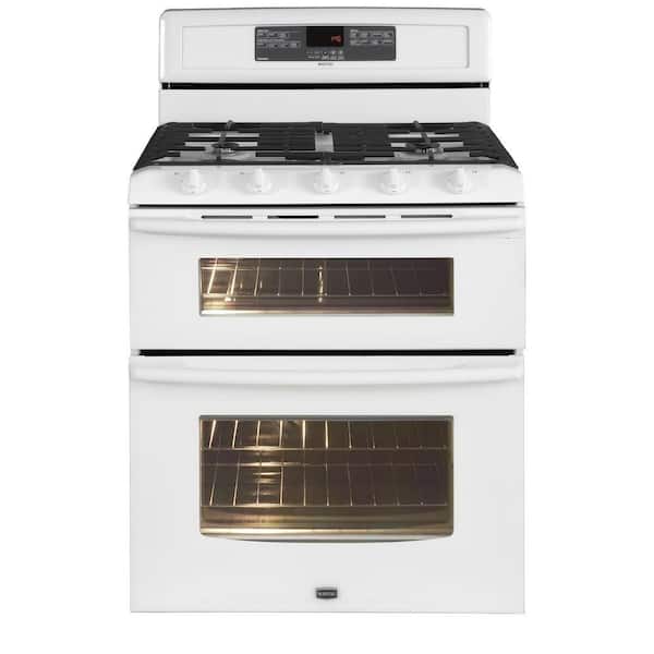 Maytag Gemini 6 cu. ft. Double Oven Gas Range with Self-Cleaning Convection Oven in White-DISCONTINUED