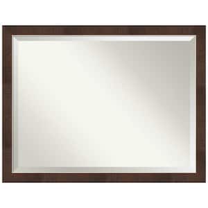 Medium Rectangle Wildwood Brown Beveled Glass Casual Mirror (34 in. H x 44 in. W)