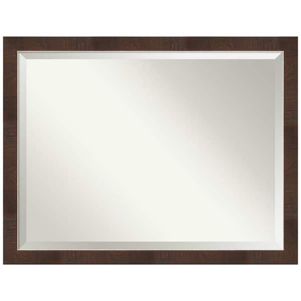 Amanti Art Medium Rectangle Wildwood Brown Beveled Glass Casual Mirror (34 in. H x 44 in. W)