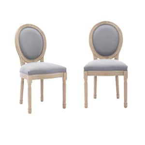 Fabrice Side Chair Grey French Dining Chair with Khaki Rubber Legs (Set of 2)