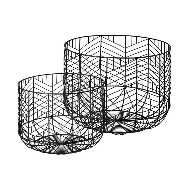 Mercana Idris Black Metal Geometric Mesh Bowls (Set of 2) 68949 The