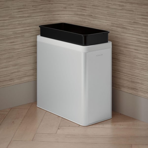 KOHLER 12-Liter Open-Top Trash Can in White with Polished