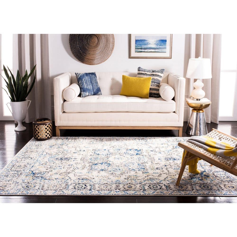 Madison Gray/Ivory 8 ft. x 8 ft. Distressed Border Square Area Rug - thumbnail 7