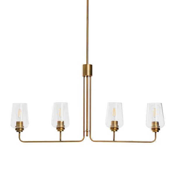 Robert Stevenson Lighting Holden - Metal and Glass 4 Light Chandelier, Brushed Bronze
