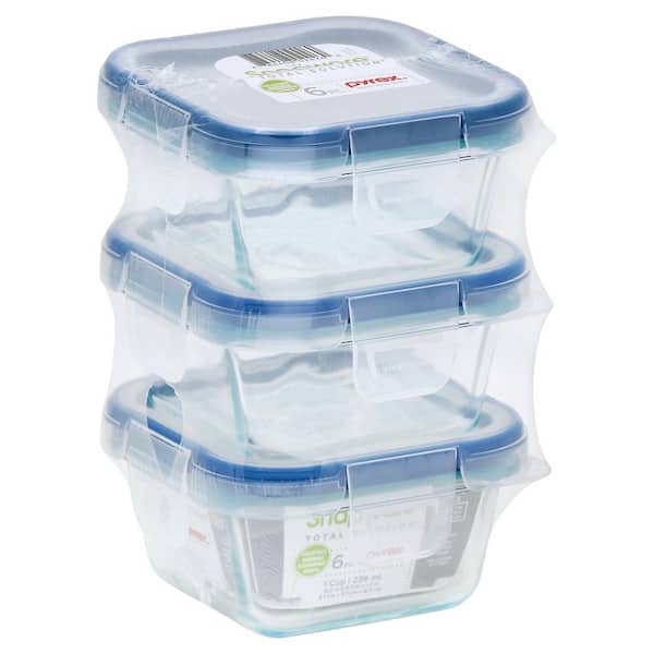 Snapware Total Solutions 1-Cup Glass Square Storage Container (3