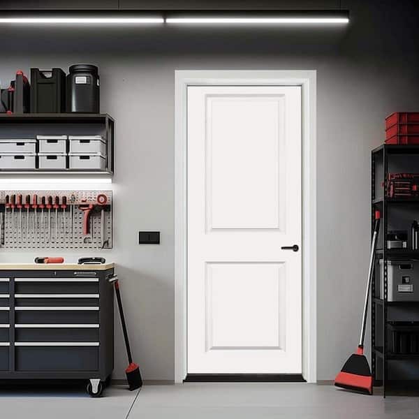 32 in. x 80 in. 2P Sqtp LHIS Primed Composite 20 Min Fire-Rated House-to-Garage Single Prehung Interior Door w/Blk Hinge