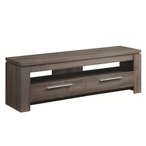 59 in. Gray Wood TV Stand with 2 Drawer Fits TVs Up to 65 in. with Cable Management