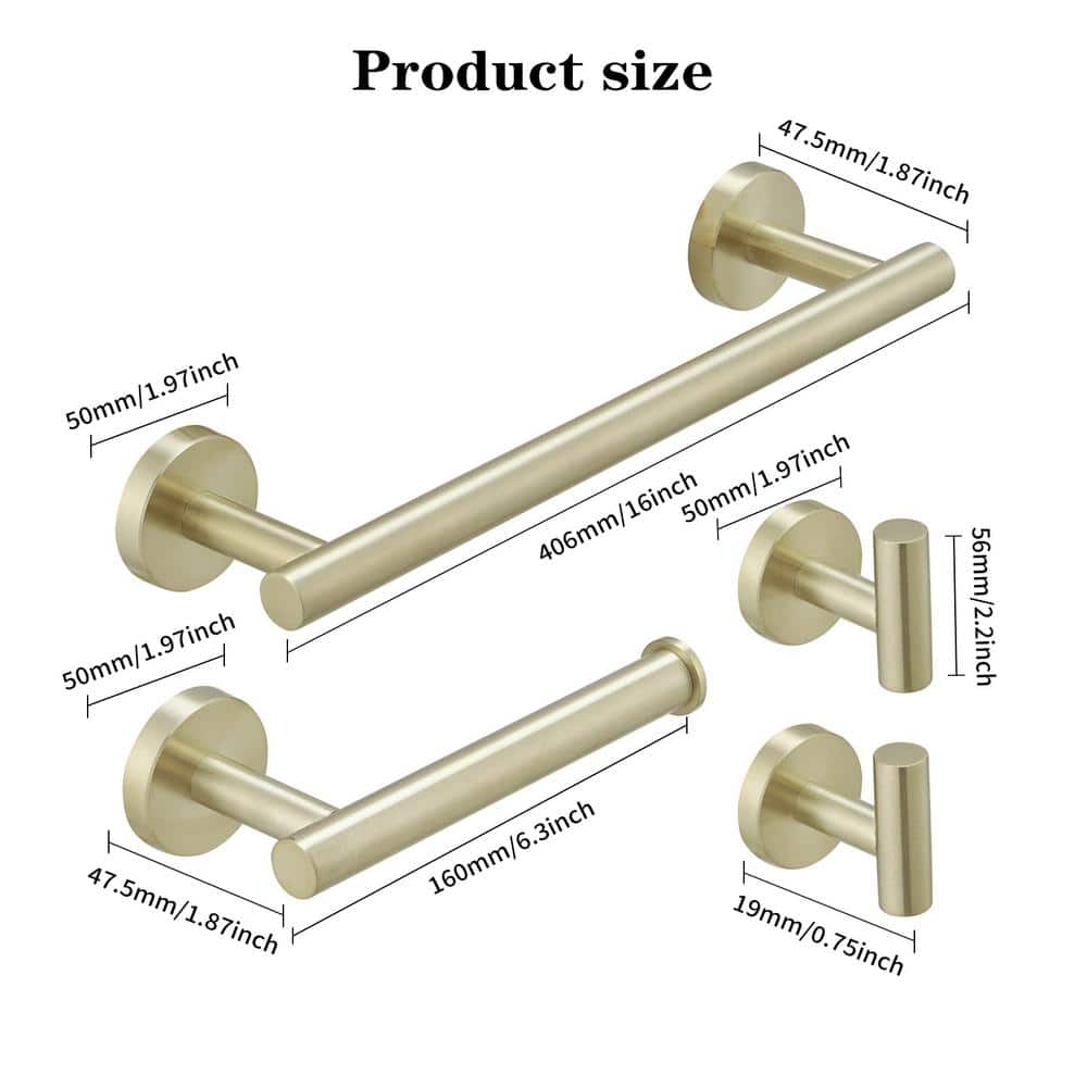 Brushed Gold 24-Inch Metal Bathroom Hardware Set