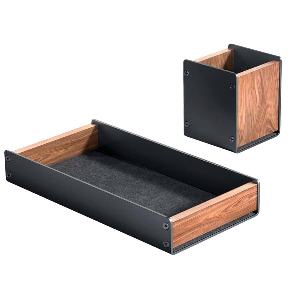 1 Set Walnut Desk Tray with Pen Holder Natural Wooden Desktop