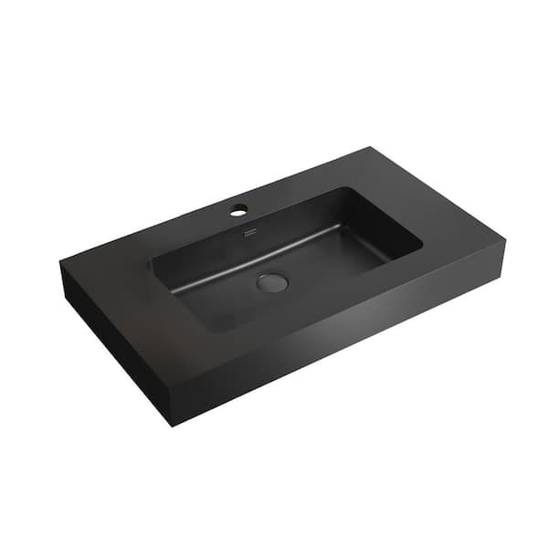 29.9 in. Drop-In Bathroom Sink in Matte Black Quartz Vanity Top