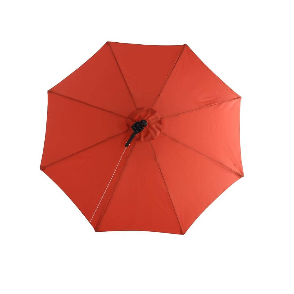 10 ft Orange Cantilever Patio Umbrella with Solar LED Lights and Steel Pole
