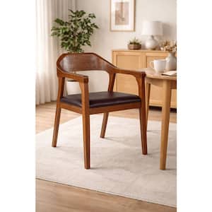 Rasmus Chestnut Wire-Brush Dining Arm Chair with Cushion