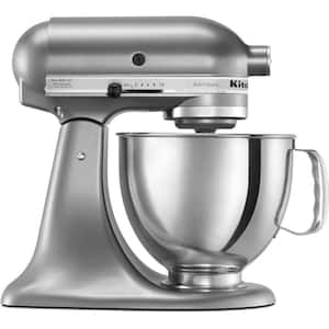 Artisan 5 Qt. 10-Speed Silver Stand Mixer with Flat Beater, 6-Wire Whip and Dough Hook Attachments