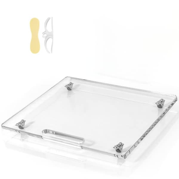 14 in. W x 0.8 in. H x 13 in. D Clear Acrylic Appliance Slider with Rubber Wheels, Serving Tray for Kitchen Appliances