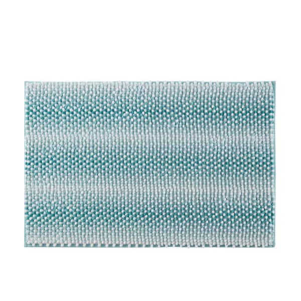 VCNY Home Memory Foam 20 in. x 30 in. Teal Green Heathered Stripe Polyester Rectangle Bath Rug