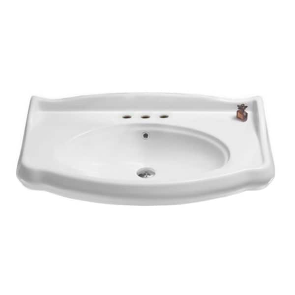 Nameeks Traditional Wall Mounted Vessel Bathroom Sink in White with 3 Faucet Holes