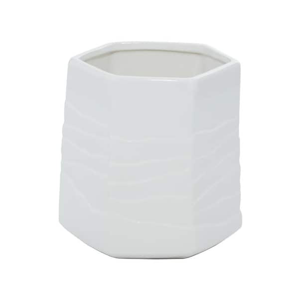 Litton Lane 7 in. White Stoneware Contemporary Decorative Vase