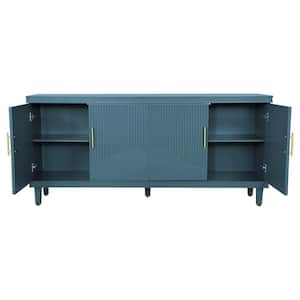 70.07 in. W x 15.75 in. D x 32.28 in. H Bathroom Blue Linen Cabinet