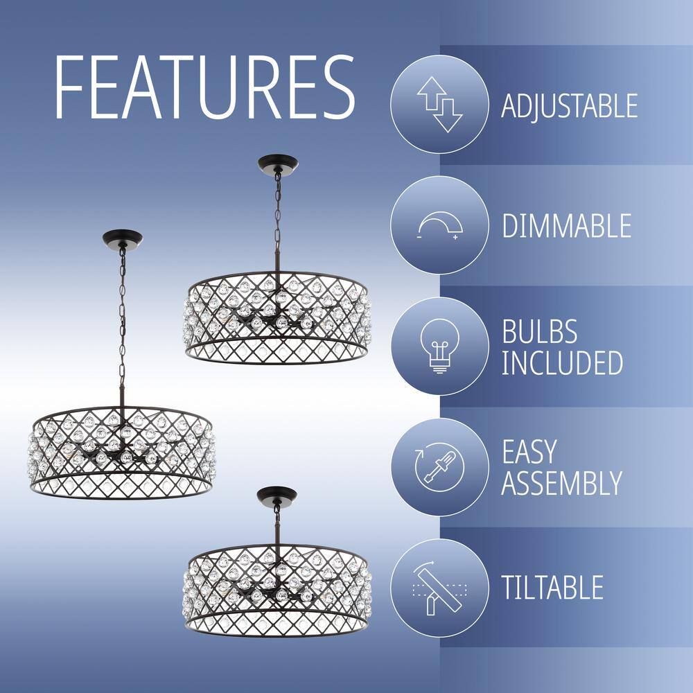 Gabrielle 23" Oil-Rubbed Bronze Crystal LED Pendant