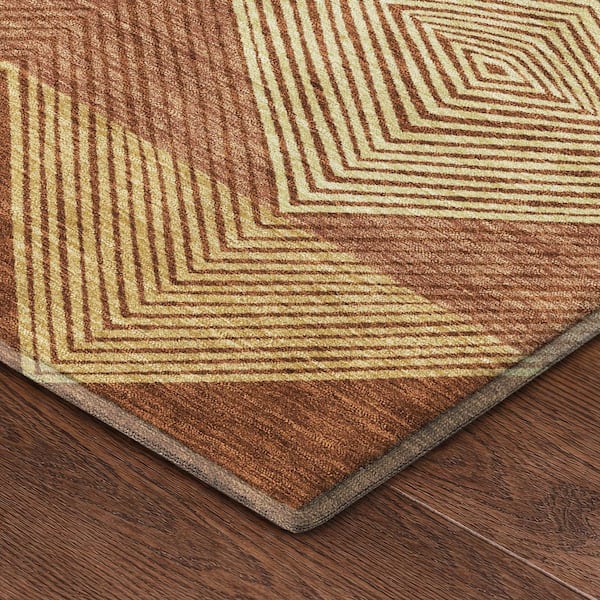 Mayfield Premium Machine Washable Abstract AMF2545 Paprika 10 ft. x 14 ft. Area Rug