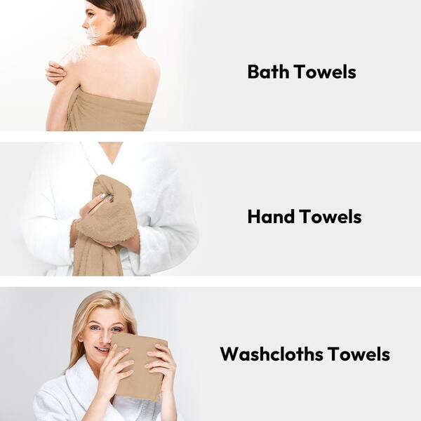 JML 8-Pieces Camel Cotton Bath Towel Set CTS04-Camel-8PCS - The