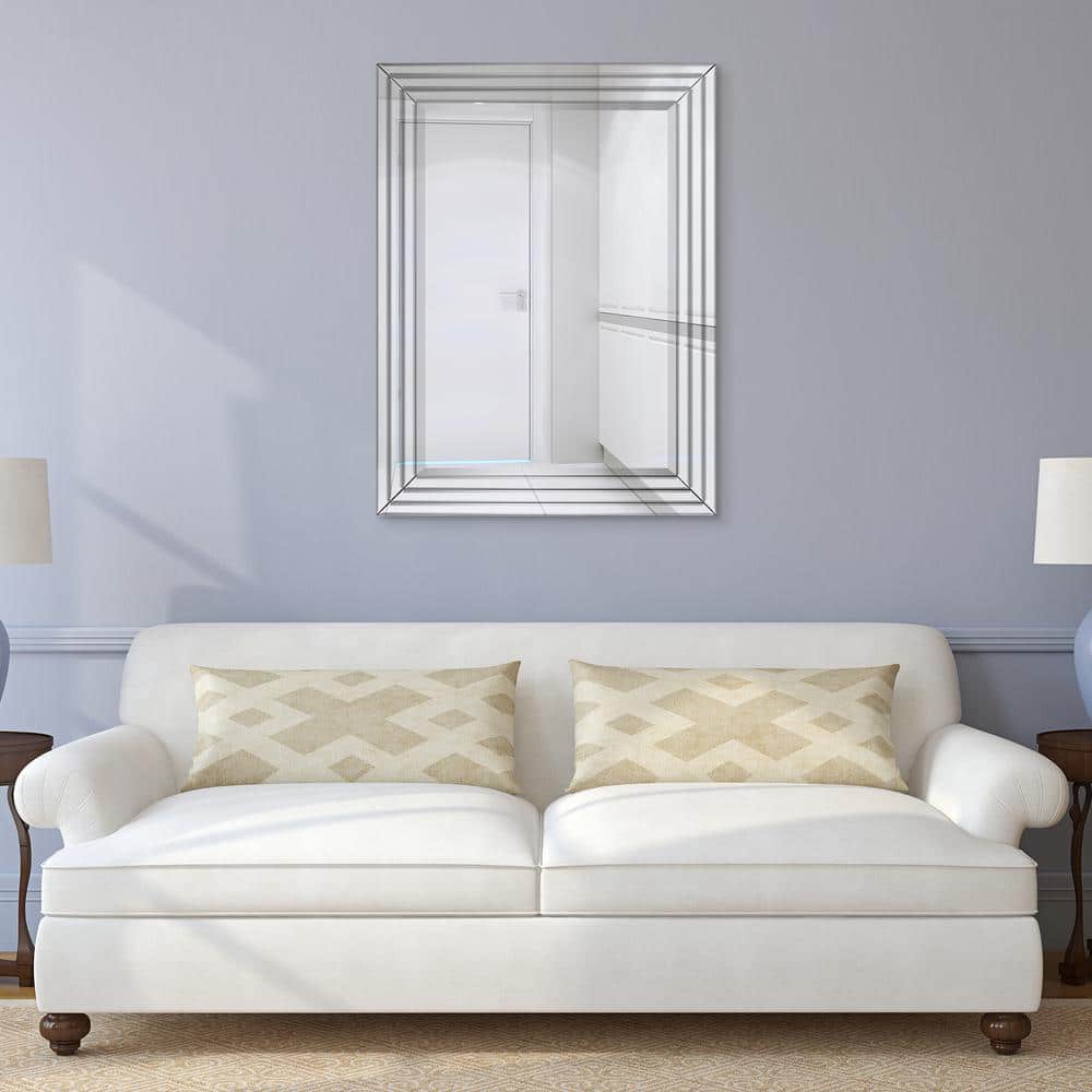 Silver Rectangular Full Length Wood Frame Wall Mirror